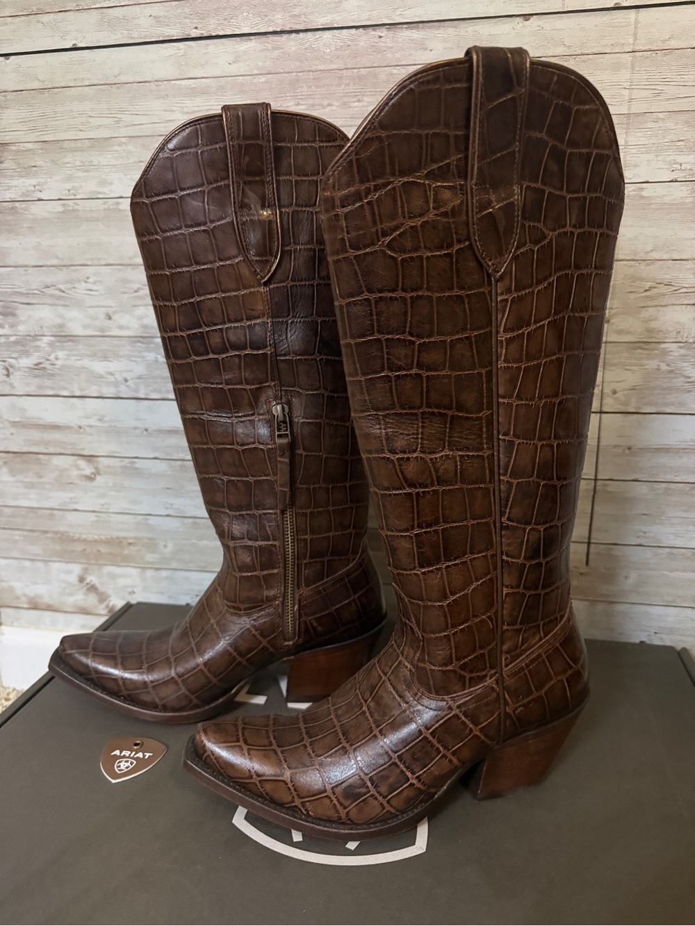 Ariat Luxe Espresso Croc Casanova Boots - Size 6 - New - Picture 4 of 11
